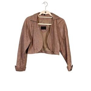 Mario Zarelli Women's Lined Genuine Leather Leopard Print Blazer Jacket Medium